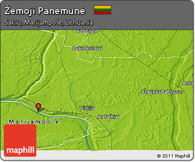Physical 3D Map of Žemoji Panemunė