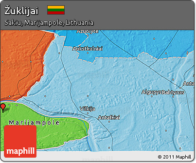 Political 3D Map of Žuklijai