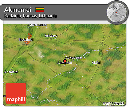 Satellite 3D Map of Akmeniai