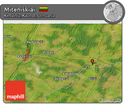 Satellite 3D Map of Mitėniškiai