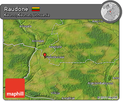 Satellite 3D Map of Raudonė