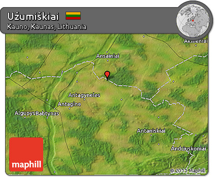 Satellite 3D Map of Užumiškiai