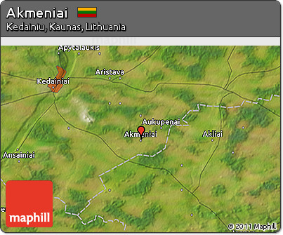 Satellite 3D Map of Akmeniai