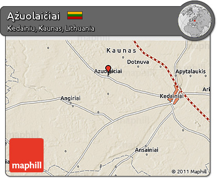 Shaded Relief 3D Map of Ąžuolaičiai