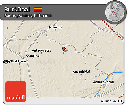 Shaded Relief 3D Map of Butkūnai