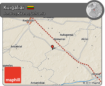 Shaded Relief 3D Map of Kuigaliai