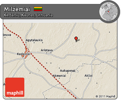 Shaded Relief 3D Map of Milžemiai