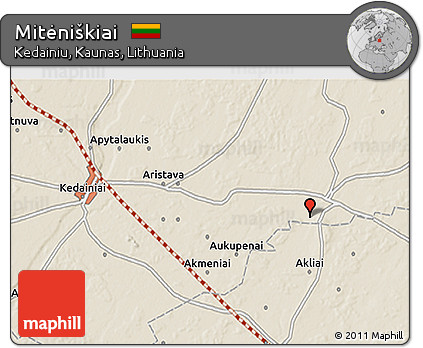 Shaded Relief 3D Map of Mitėniškiai
