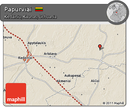 Shaded Relief 3D Map of Papurviai