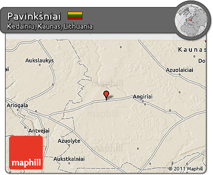 Shaded Relief 3D Map of Pavinkšniai