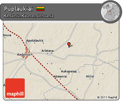 Shaded Relief 3D Map of Puplaukiai