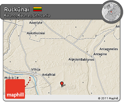 Shaded Relief 3D Map of Ručkūnai