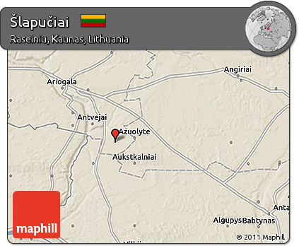 Shaded Relief 3D Map of Šlapučiai