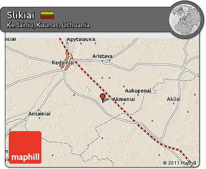 Shaded Relief 3D Map of Slikiai