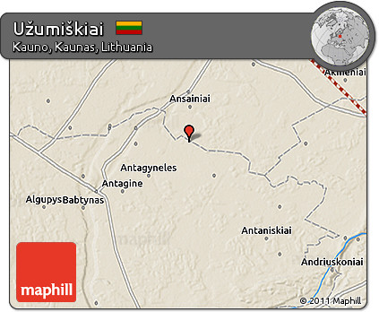 Shaded Relief 3D Map of Užumiškiai