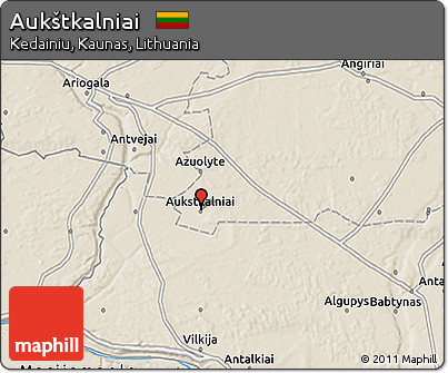 Shaded Relief 3D Map of Aukštkalniai