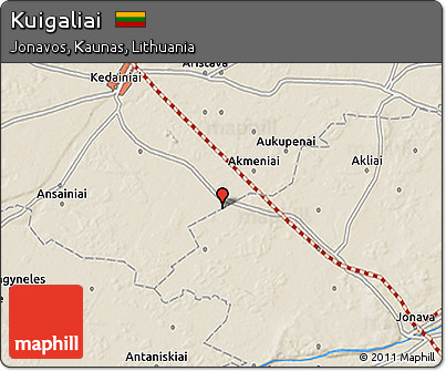 Shaded Relief 3D Map of Kuigaliai