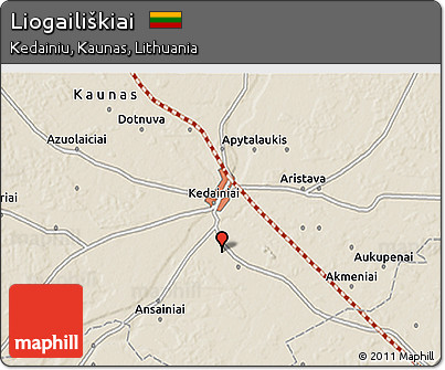 Shaded Relief 3D Map of Liogailiškiai