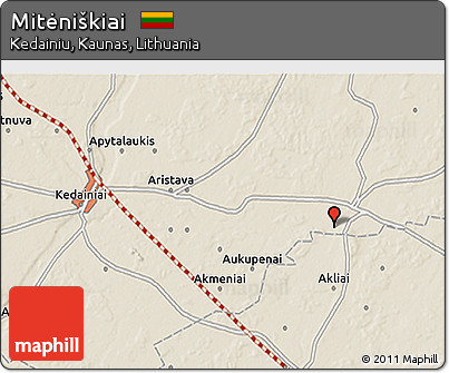 Shaded Relief 3D Map of Mitėniškiai