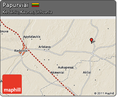 Shaded Relief 3D Map of Papurviai
