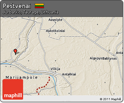 Shaded Relief 3D Map of Peštvėnai