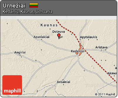 Shaded Relief 3D Map of Urnėžiai