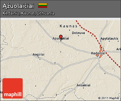 Shaded Relief 3D Map of Ąžuolaičiai