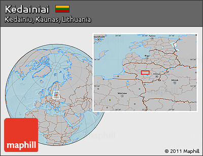 Gray Location Map of Kėdainiai, hill shading