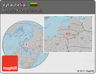 Gray Location Map of Vytautéliai, hill shading