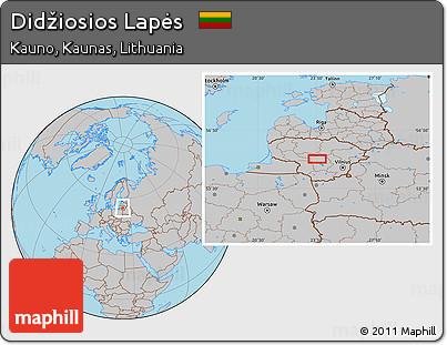 Gray Location Map of Didžiosios Lapės