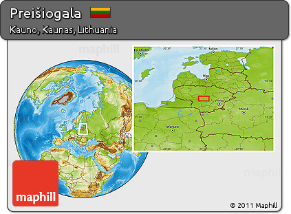 Physical Location Map of Preišiogala