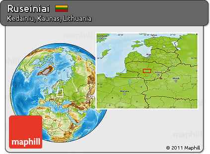 Physical Location Map of Ruseiniai