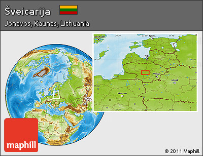 Physical Location Map of Šveicarija