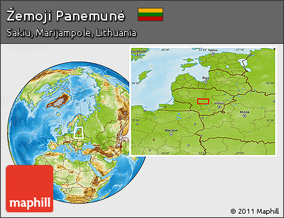 Physical Location Map of Žemoji Panemunė