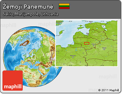 Physical Location Map of Žemoji Panemunė