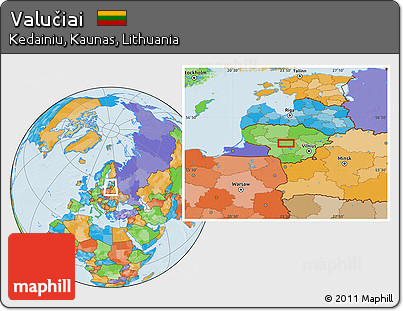 Political Location Map of Valučiai