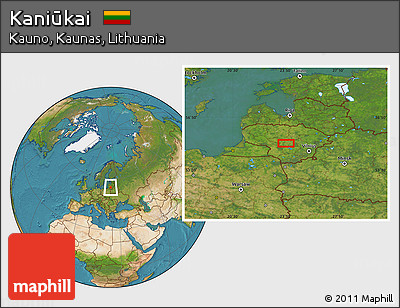 Satellite Location Map of Kaniūkai
