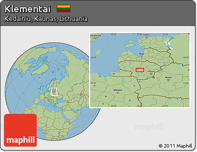 Savanna Style Location Map of Klementai