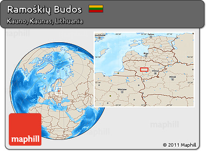 Shaded Relief Location Map of Ramoškių Budos