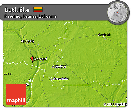 Physical Map of Butkiškė