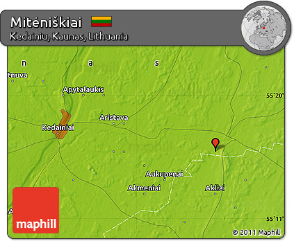Physical Map of Mitėniškiai
