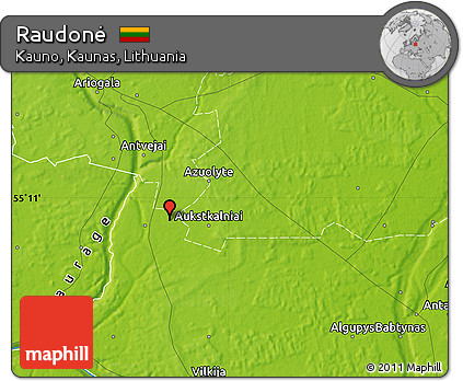 Physical Map of Raudonė