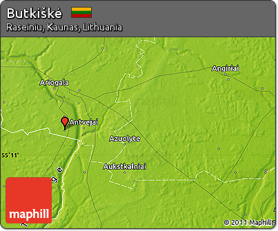 Physical Map of Butkiškė