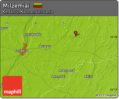 Physical Map of Milžemiai