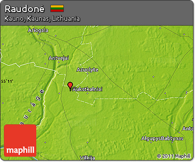 Physical Map of Raudonė