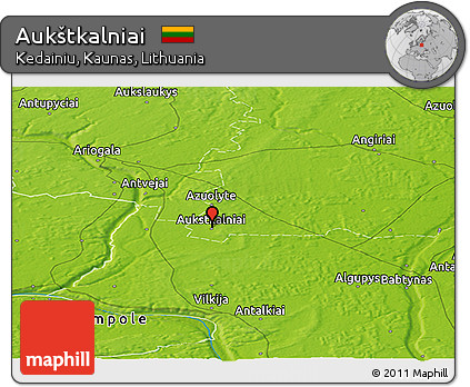 Physical Panoramic Map of Aukštkalniai