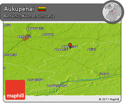 Physical Panoramic Map of Aukupėnai