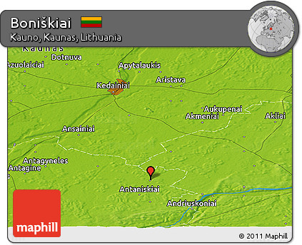 Physical Panoramic Map of Boniškiai
