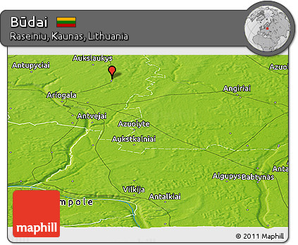 Physical Panoramic Map of Būdai
