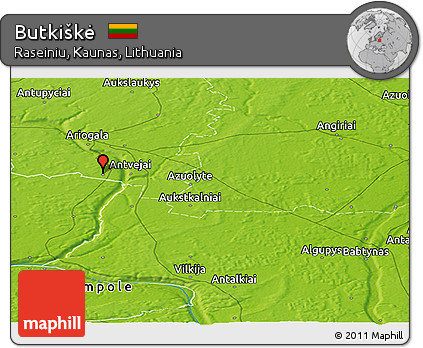 Physical Panoramic Map of Butkiškė